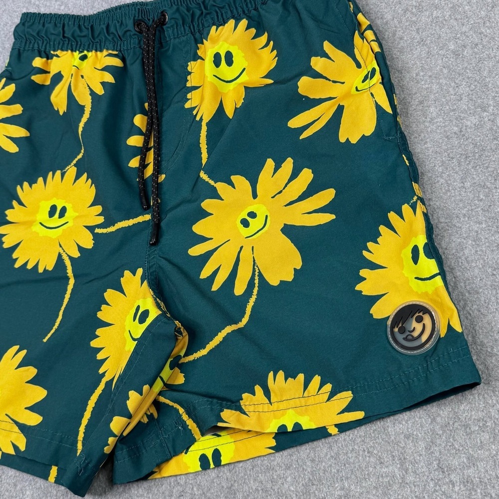 NEFF Men's Size Medium Smiley Flower 5" Swim Trunks Board Shorts Drawstring
